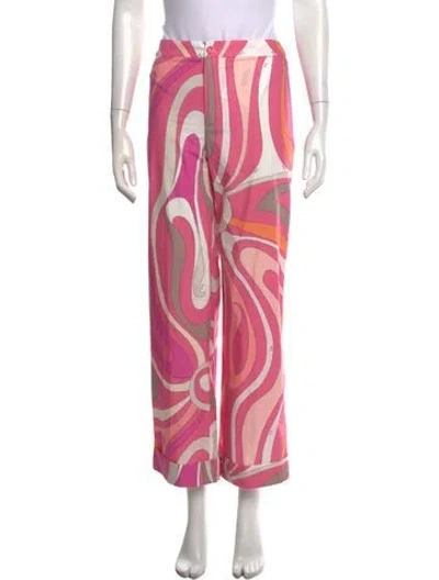 Pre-owned Pucci Printed Wide Leg Pants In Pink