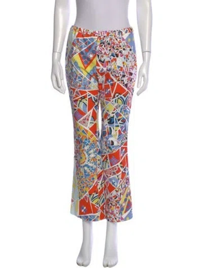 Pre-owned Pucci Printed Wide Leg Pants In White