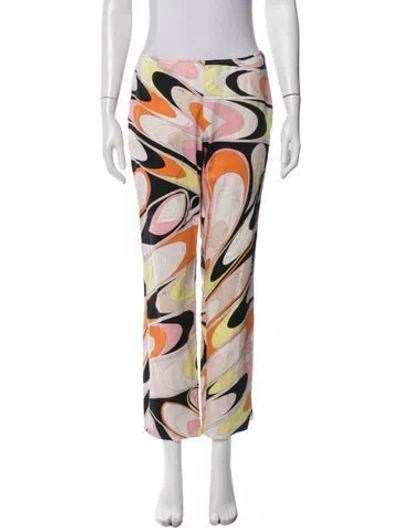 Pre-owned Pucci Printed Wide Leg Pants In White