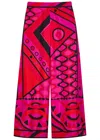 Pucci Printed Silk-twill Wide-leg Pants In Pink