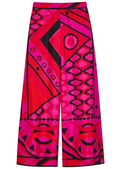 Pucci Printed Silk-twill Wide-leg Pants In Multi