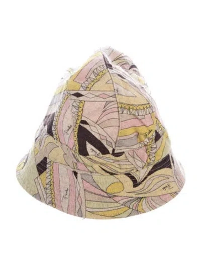 Pre-owned Pucci Printed Wool-blend Bucke Hat In Neutral