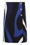 Pucci Abstract-pattern Print Midi Skirt In Blue
