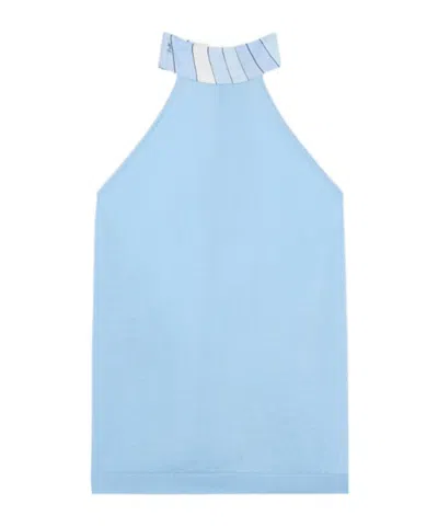 Pucci Printed-collar Halterneck Top In Blue