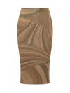Pucci Abstract Patterned Midi Skirt With Elastic Waistband In Brown