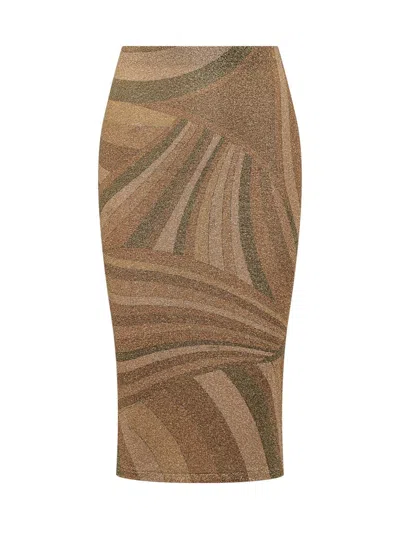 PUCCI PUCCI PUCCI ABSTRACT PRINT LUREX PENCIL SKIRT