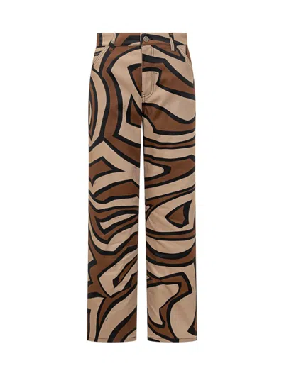 Pucci Bottuned Print Trousers In Brown