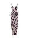 Pucci Long Silk Dress With Geometric Print In Pink