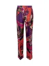 Pucci Silk Pants With Patterned Print In Multi