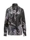 Pucci Abstract Pattern Long Sleeve Silk Shirt In Black