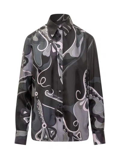 PUCCI PUCCI PUCCI SILK SHIRT WITH GEOMETRIC PRINT