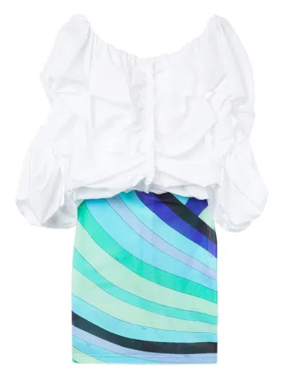 Pucci Puff-sleeve Printed Dress In Multi
