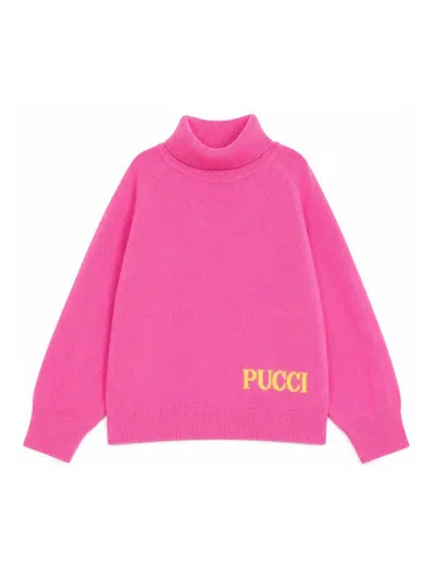 Pucci Kids' Pullover With Logo In Fuchsia