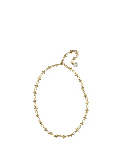 Pucci Star Link Necklace Pearl Detail In Gold