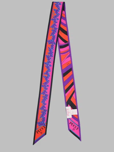 Pucci Printed Silk Skinny Scarf In White