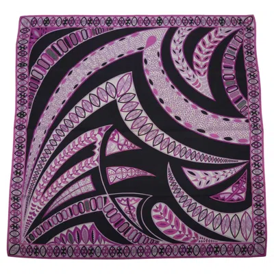 Pre-owned Pucci Purple Black Abstract Silk Scarf