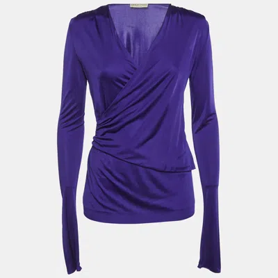 Pre-owned Pucci Purple Jersey Draped Top M