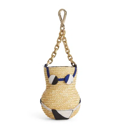 Pucci Raffia Bikini Keyring In Gold