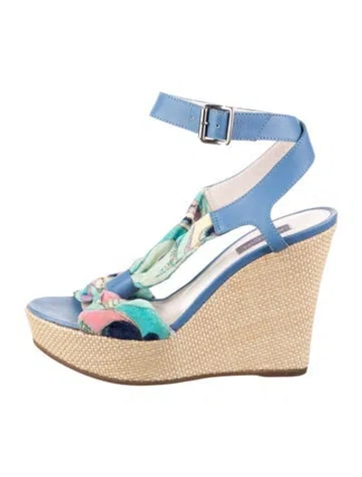 Pre-owned Pucci Raffia Printed Sandals In Blue