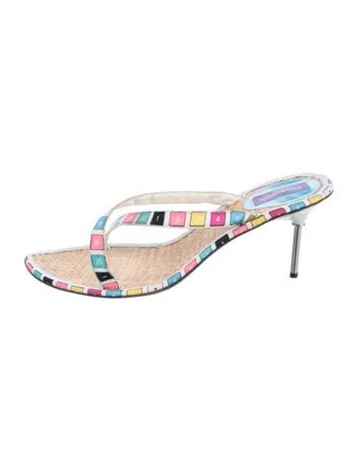 Pre-owned Pucci Raffia Printed Slides In Blue
