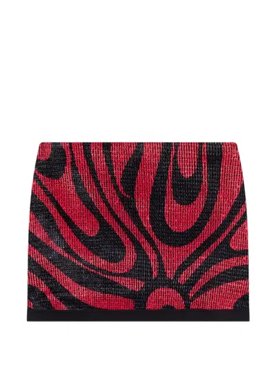 Pucci Rafia Wrap Skirt In Red
