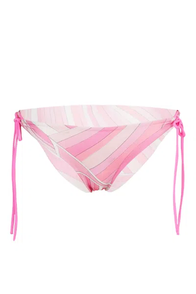 Pucci Rainbow Print Lace-up Bikini Bottoms In Pink