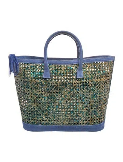 Pre-owned Pucci Rattan Tote In Blue