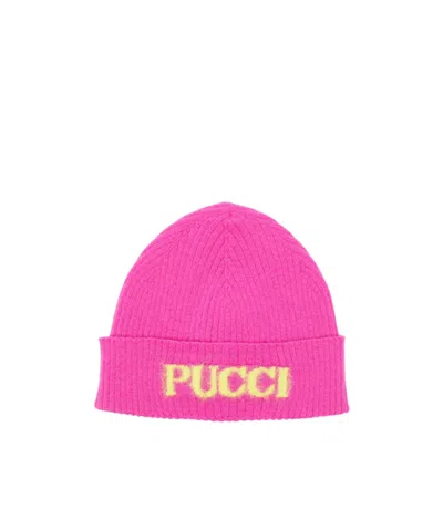 Pucci Ribbed Hat In Pink
