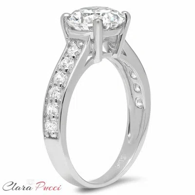 Pre-owned Pucci Round Cut Solitaire Engagement Wedding Ring Accent 2.27 Ct Real 14k White Gold In D