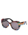 Pucci Round Sunglasses, 56mm In Animal/smoke
