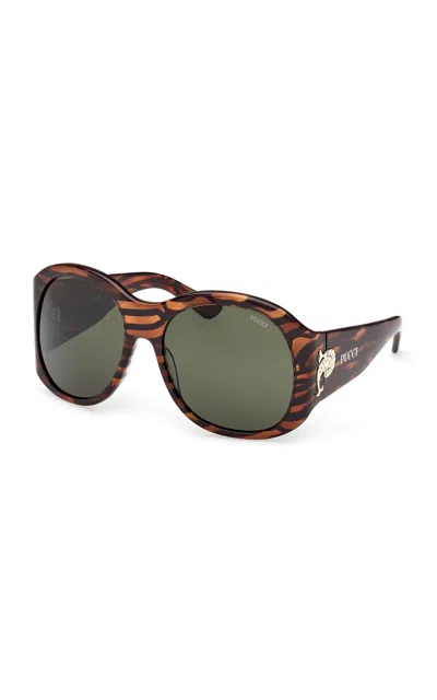 Pucci Round-frame Acetate Sunglasses In Animal Print