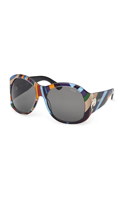 Pucci Round-frame Acetate Sunglasses In Black