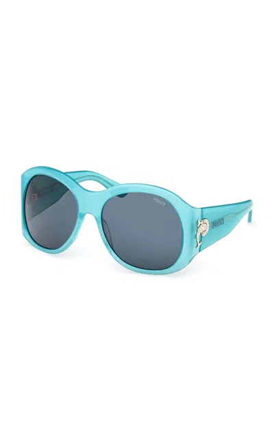 Pucci Round-frame Acetate Sunglasses In Blue