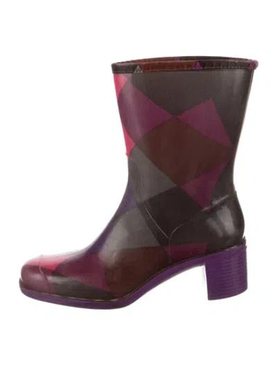 Pre-owned Pucci Rubber Colorblock Pattern Rain Boots In Purple