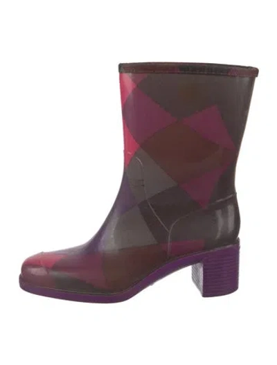 Pre-owned Pucci Rubber Plaid Print Rain Boots In Purple