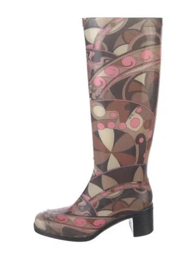 Pre-owned Pucci Rubber Printed Boots In Brown