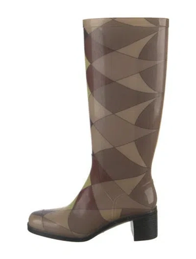 Pre-owned Pucci Rubber Printed Rain Boots In Brown