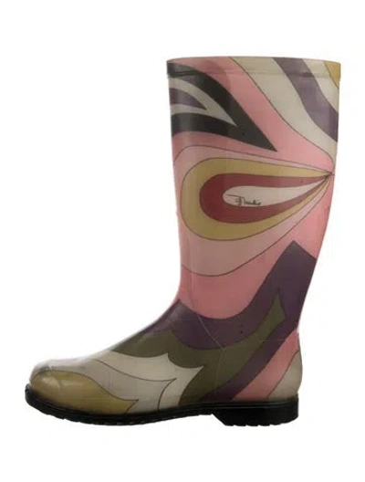 Pre-owned Pucci Rubber Printed Rain Boots In Multi