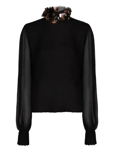 PUCCI RUFFLED BALLOON-SLEEVE BLOUSE