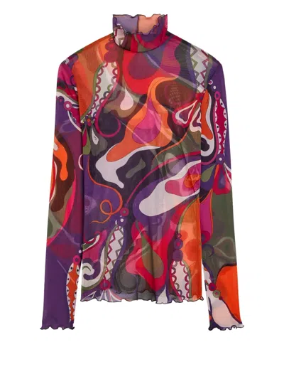 PUCCI RUFFLED PRINTED TOP