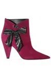Pucci Bow-embellished Suede Ankle Boots In Pink