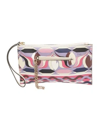 Pre-owned Pucci Saffiano Leather Clutch In Multi