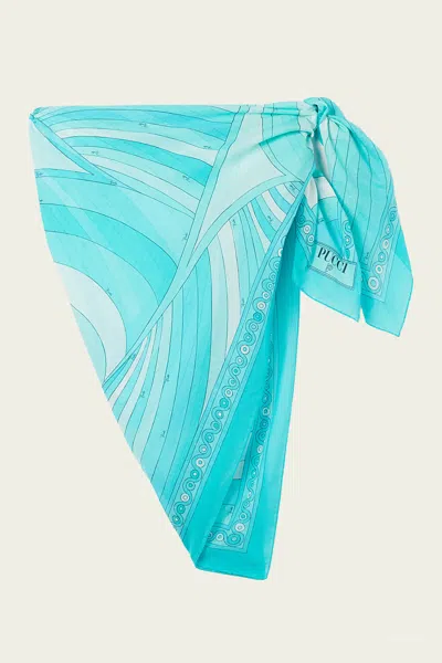 Pucci Sarong With Iride-print In Turquoise In Blue