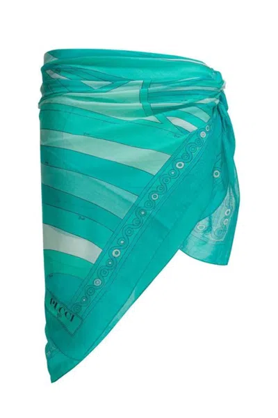 Pucci Sarong With Iride Print Turquoise In Blue