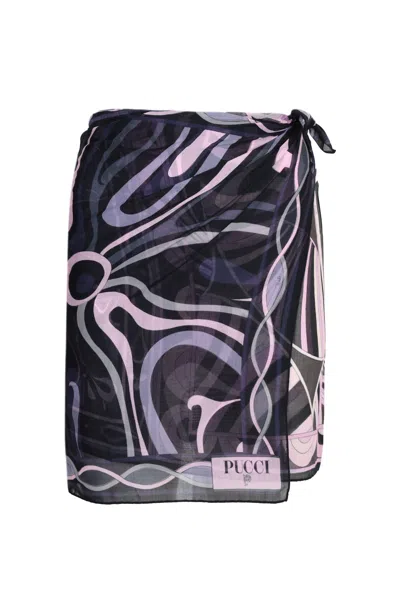 Pucci Sarong With Mixed Print Black And Pink