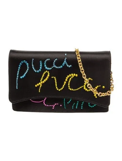 Pre-owned Pucci Satin Evening Bag In Black