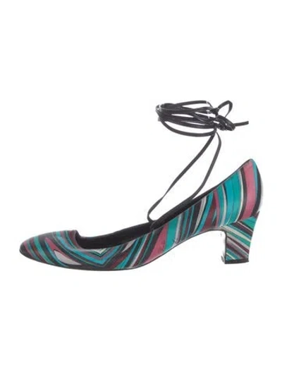 Pre-owned Pucci Satin Printed D'orsay Pumps In Multi