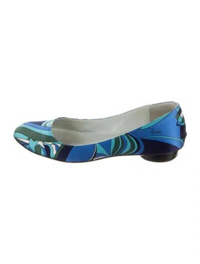 Pre-owned Pucci Satin Printed Flats In Multi