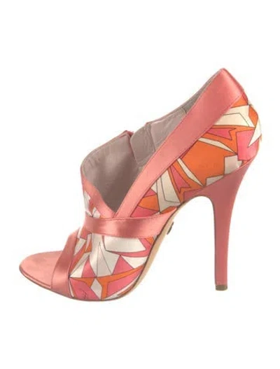 Pre-owned Pucci Satin Printed Sandals In Pink