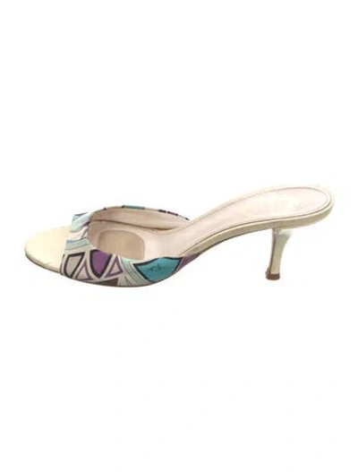 Pre-owned Pucci Satin Printed Slides In Neutrals